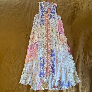 Johnny Was Multicolor Floral and Geometric Blouse